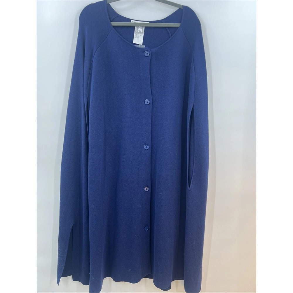 NWT Girl With Curves Dark Academia Cape Sweater Women XL/1X Blue Quiet Luxury